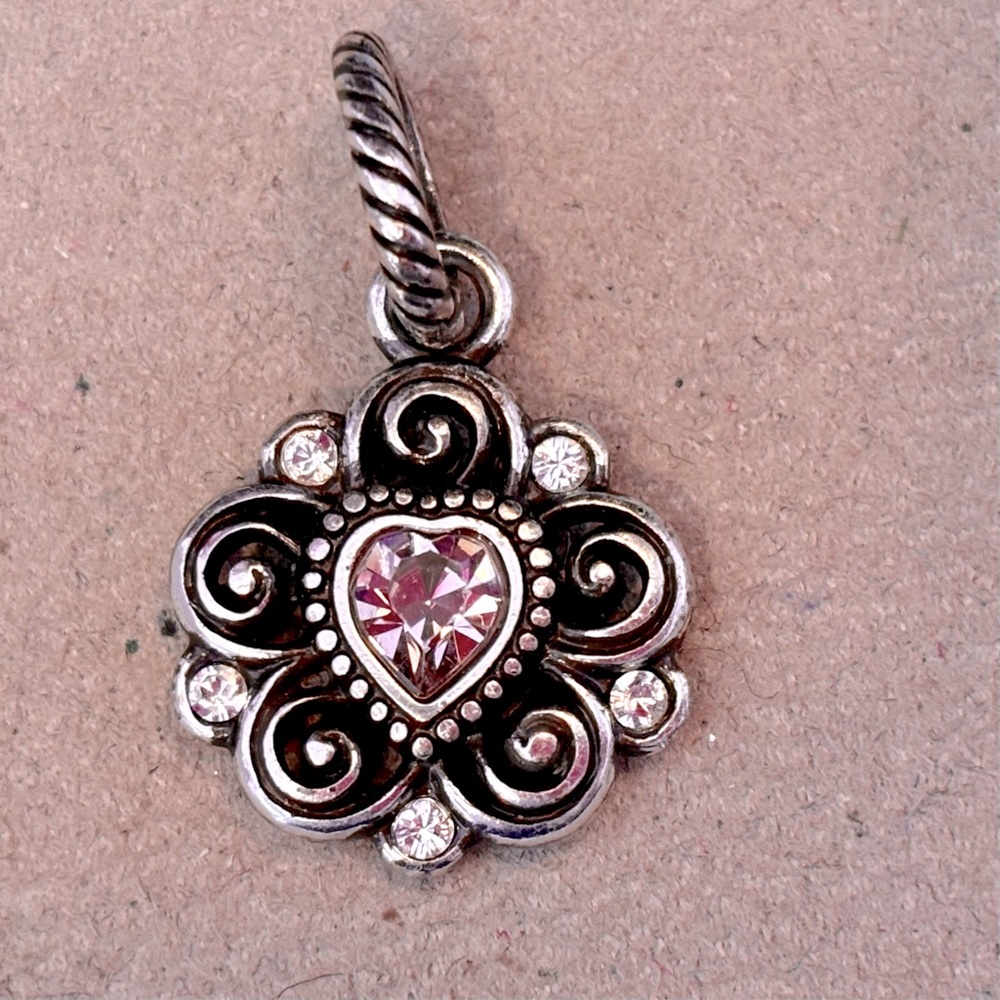 Brighton June Birthstone charm with Pale pink Alexandrite crystal heart Retired